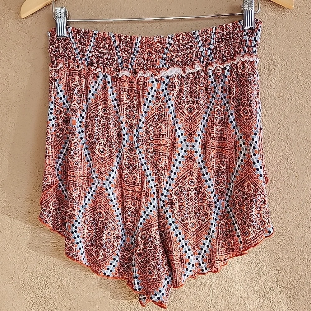 ANTHROPOLOGIE Smocked Short Set M Loungewear Pajamas Top High Waist Sleep Shorts - Picture 11 of 16